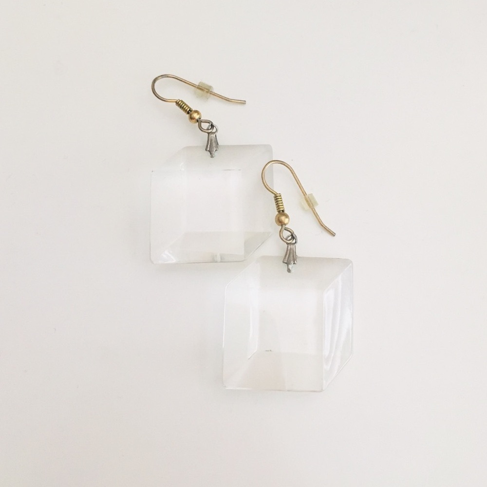 Vintage Clear Translucent Prism Shape Statement D… - image 1